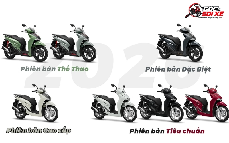 Bảng giá xe Honda Sh 125i 2026 mới cập nhật 4 Honda SH 125i 2026 có những phiên bản nào