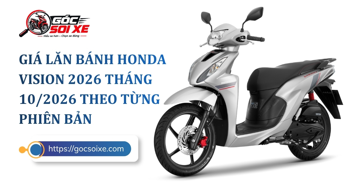 Giá lăn bánh Honda Vision 2026 tháng 10/2026 theo từng phiên bản